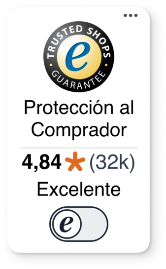 Trustbadge con Protección al Comprador, valoración de 4,84 sobre 5 estrellas y el #trstd login