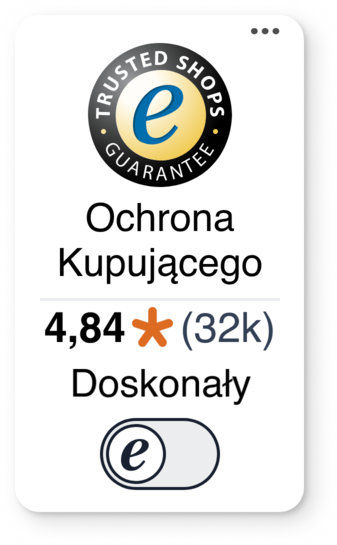 Trustbadge z Ochroną Kupującego, oceną 4,84 na 5 gwiazdek i #trstd login