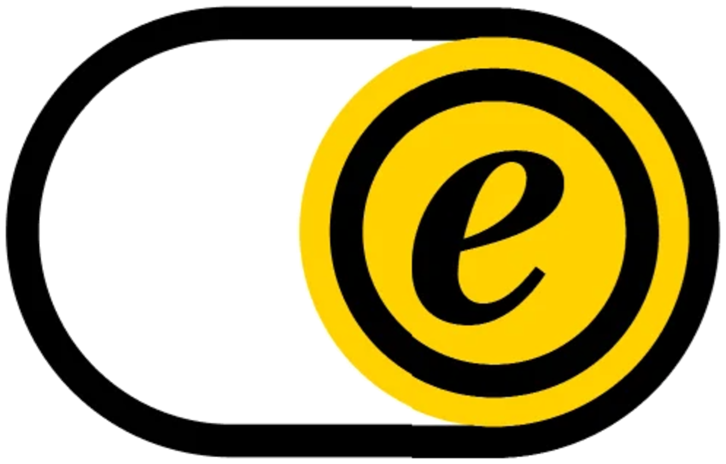Die Schaltfläche #trstd login: schwarze Pille mit gelbem e-Symbol